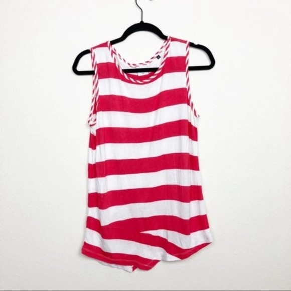 CAbi Carousel Asymmetrical Red and White Striped Tank Top Size XS Oversized - Picture 9 of 12